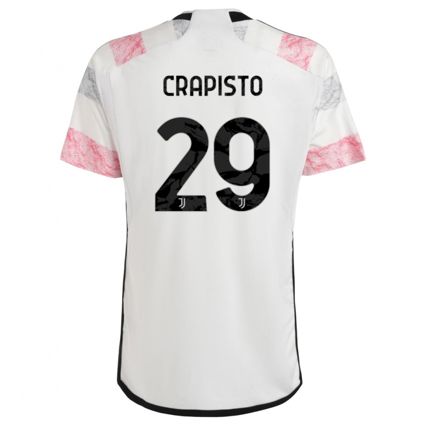 Uomo Maglia Francesco Crapisto #29 Bianco Rosa Kit Gara Away 2023/24 Maglietta