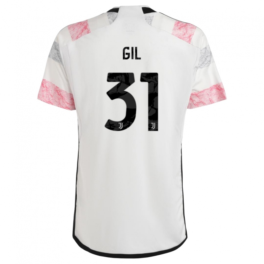 Uomo Maglia Javier Gil #31 Bianco Rosa Kit Gara Away 2023/24 Maglietta
