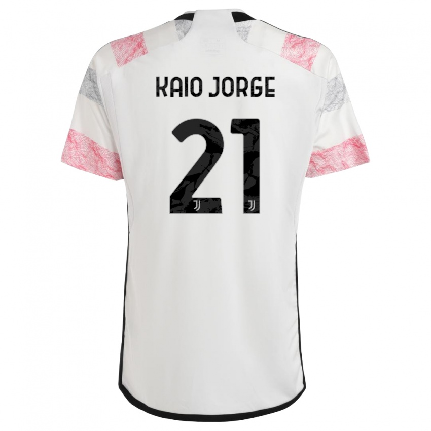 Uomo Maglia Kaio Jorge #21 Bianco Rosa Kit Gara Away 2023/24 Maglietta