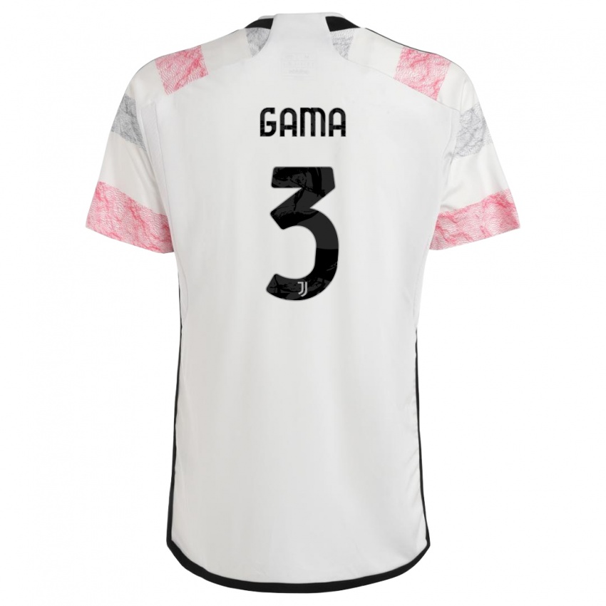 Uomo Maglia Sara Gama #3 Bianco Rosa Kit Gara Away 2023/24 Maglietta