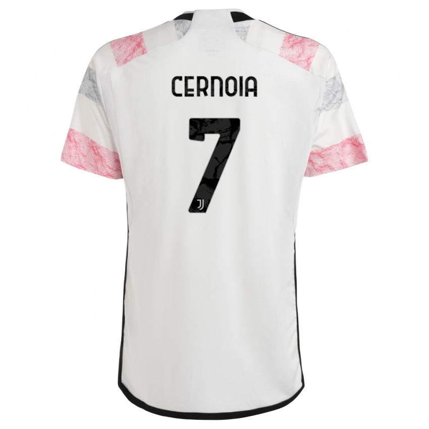 Uomo Maglia Valentina Cernoia #7 Bianco Rosa Kit Gara Away 2023/24 Maglietta