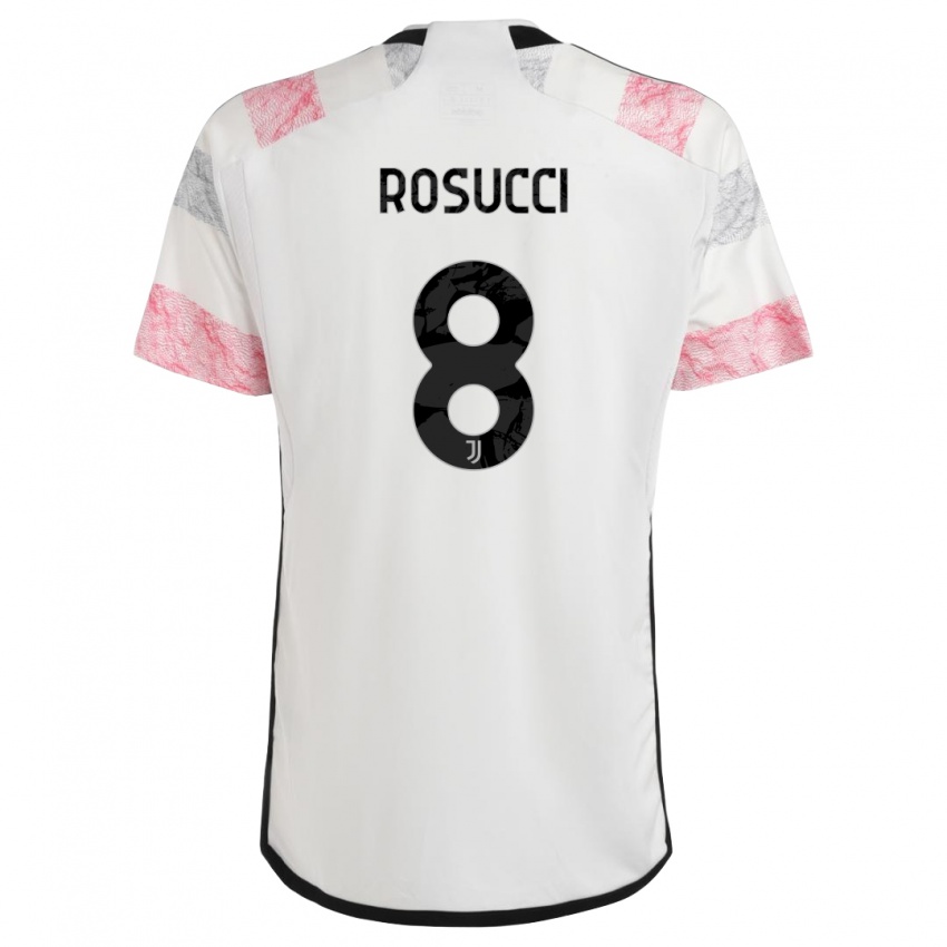 Uomo Maglia Martina Rosucci #8 Bianco Rosa Kit Gara Away 2023/24 Maglietta