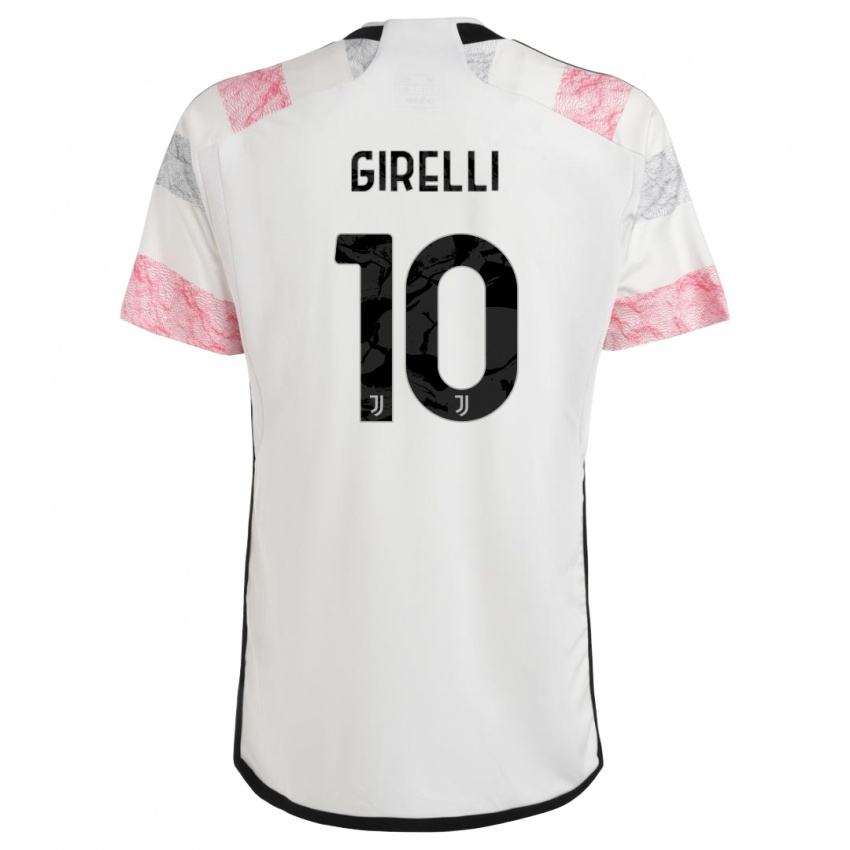 Uomo Maglia Cristiana Girelli #10 Bianco Rosa Kit Gara Away 2023/24 Maglietta