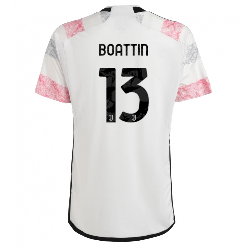 Uomo Maglia Lisa Boattin #13 Bianco Rosa Kit Gara Away 2023/24 Maglietta