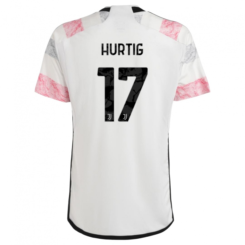 Uomo Maglia Lina Hurtig #17 Bianco Rosa Kit Gara Away 2023/24 Maglietta