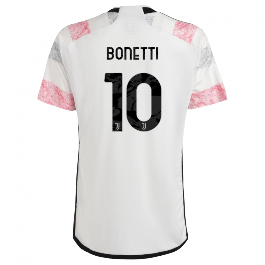 Uomo Maglia Andrea Bonetti #10 Bianco Rosa Kit Gara Away 2023/24 Maglietta