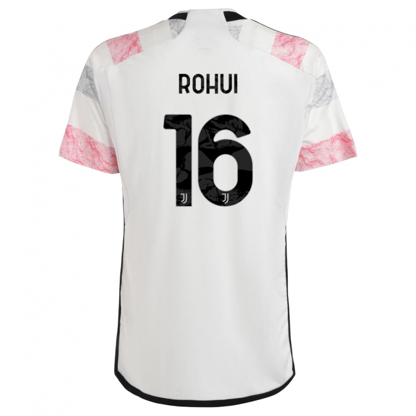 Uomo Maglia Jonas Rohui #16 Bianco Rosa Kit Gara Away 2023/24 Maglietta