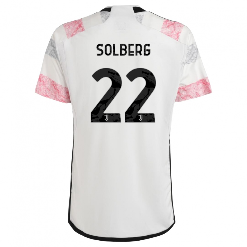 Uomo Maglia Elias Solberg #22 Bianco Rosa Kit Gara Away 2023/24 Maglietta