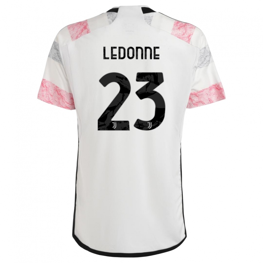 Uomo Maglia Nicolo Ledonne #23 Bianco Rosa Kit Gara Away 2023/24 Maglietta