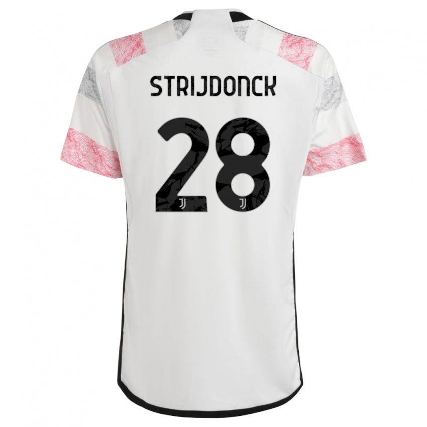 Uomo Maglia Bayron Strijdonck #28 Bianco Rosa Kit Gara Away 2023/24 Maglietta