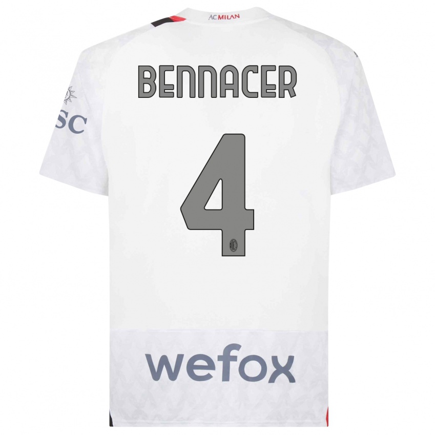 Uomo Maglia Ismael Bennacer #4 Bianco Kit Gara Away 2023/24 Maglietta