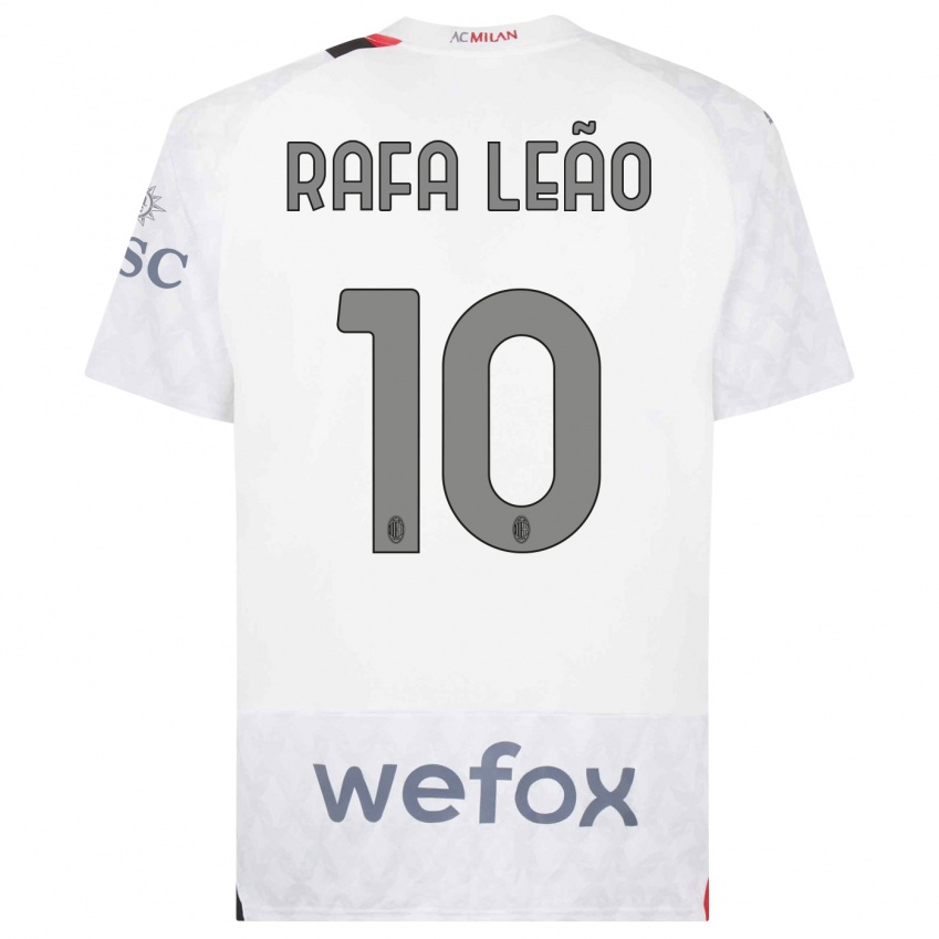 Uomo Maglia Rafael Leao #10 Bianco Kit Gara Away 2023/24 Maglietta