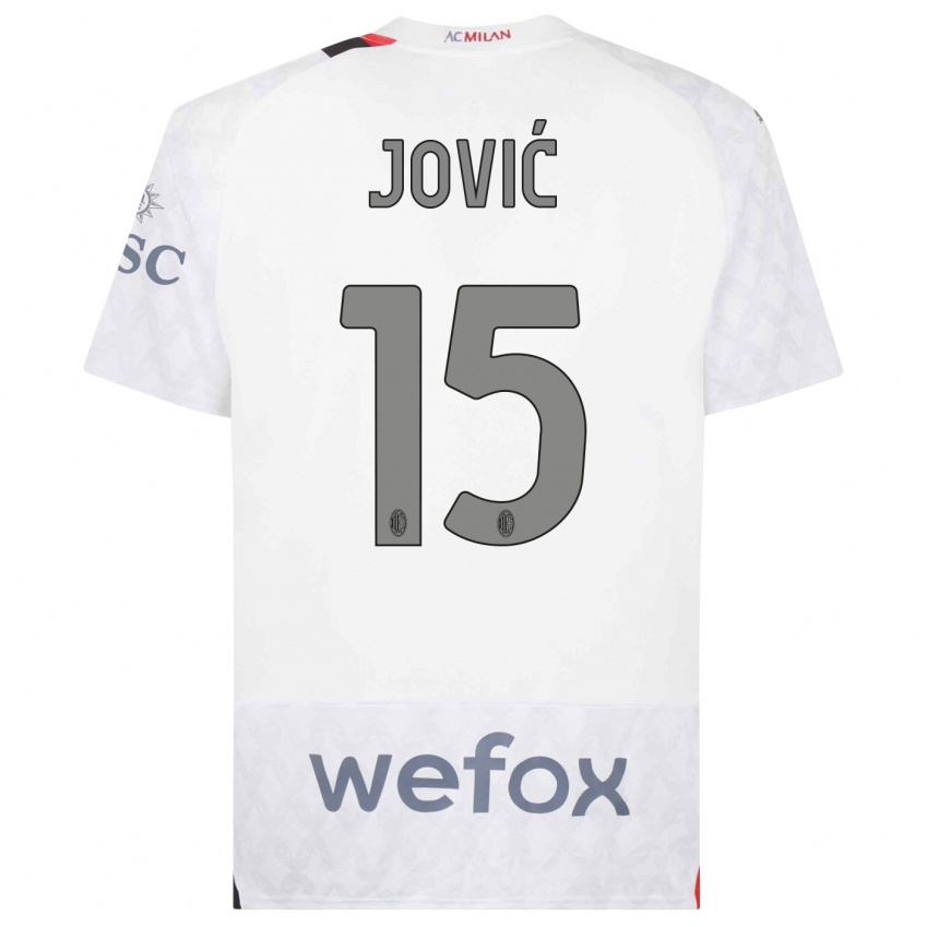 Uomo Maglia Luka Jovic #15 Bianco Kit Gara Away 2023/24 Maglietta