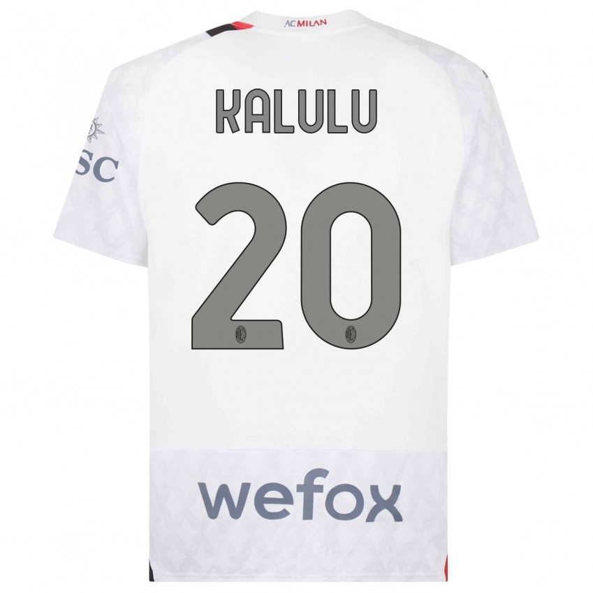 Uomo Maglia Pierre Kalulu #20 Bianco Kit Gara Away 2023/24 Maglietta