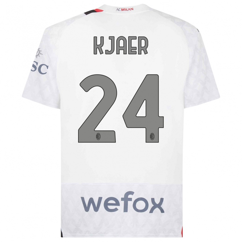 Uomo Maglia Simon Kjaer #24 Bianco Kit Gara Away 2023/24 Maglietta