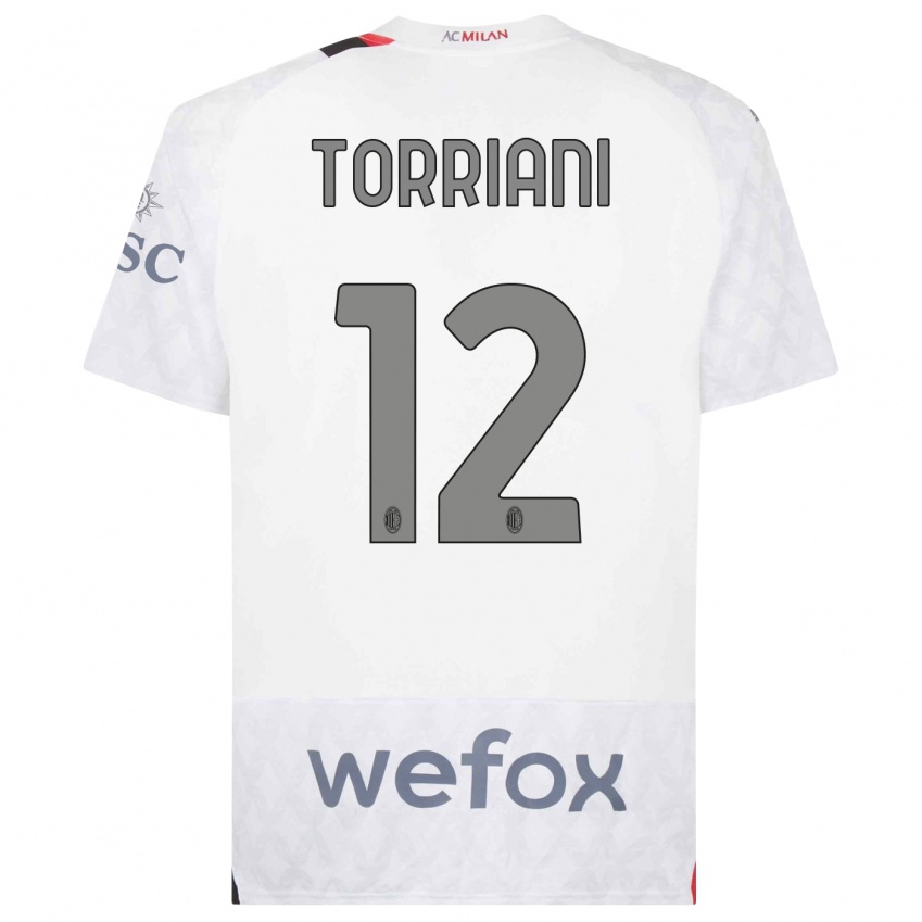 Uomo Maglia Lorenzo Torriani #12 Bianco Kit Gara Away 2023/24 Maglietta