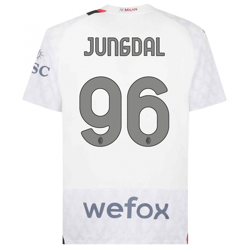Uomo Maglia Andreas Jungdal #96 Bianco Kit Gara Away 2023/24 Maglietta