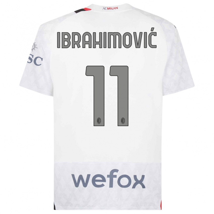 Uomo Maglia Zlatan Ibrahimovic #11 Bianco Kit Gara Away 2023/24 Maglietta