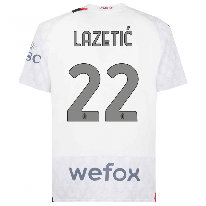 Uomo Maglia Marko Lazetic #22 Bianco Kit Gara Away 2023/24 Maglietta