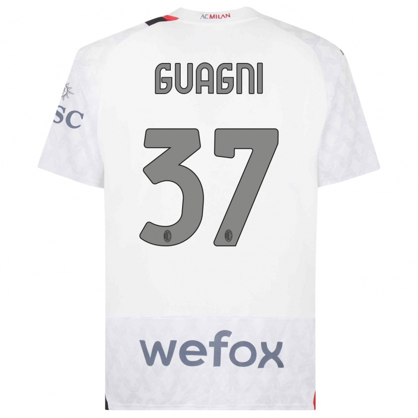 Uomo Maglia Alia Guagni #37 Bianco Kit Gara Away 2023/24 Maglietta