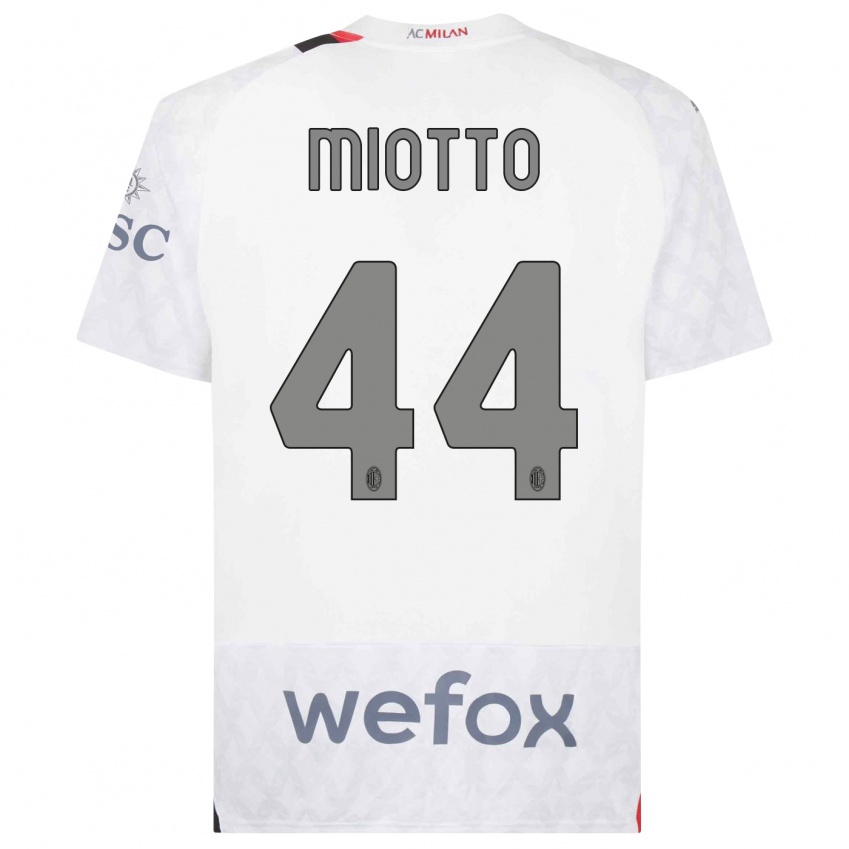 Uomo Maglia Giorgia Miotto #44 Bianco Kit Gara Away 2023/24 Maglietta