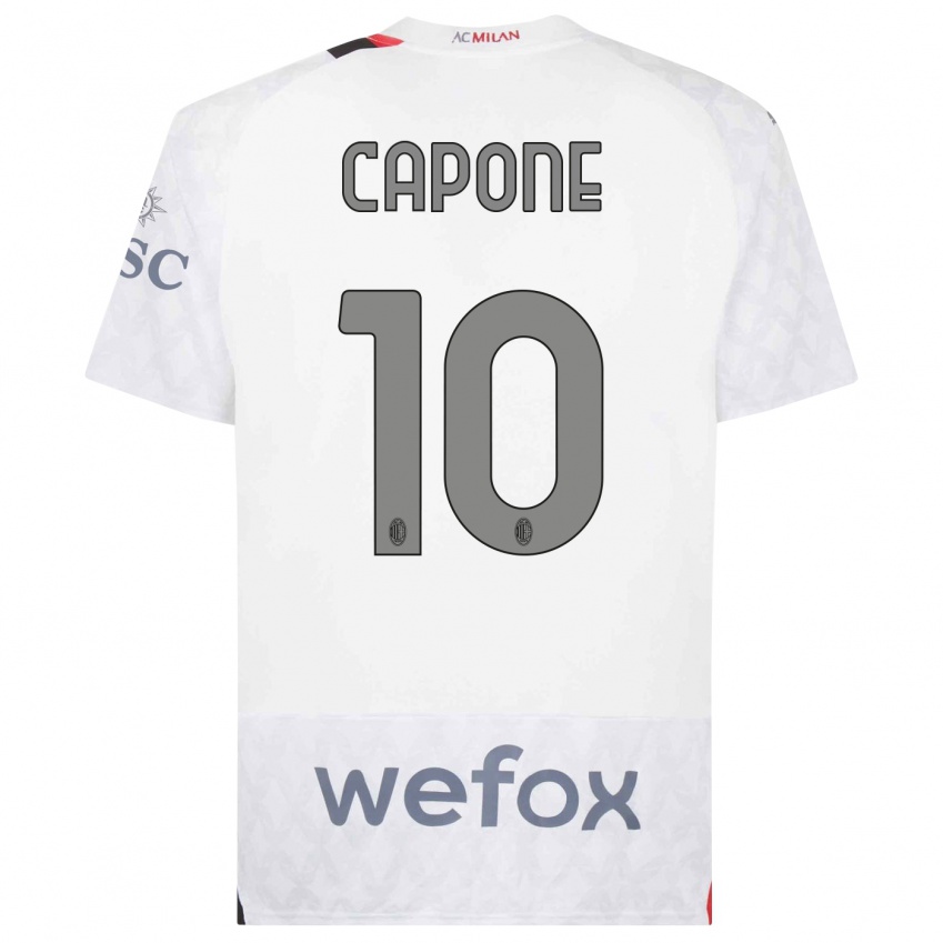 Uomo Maglia Andrea Capone #10 Bianco Kit Gara Away 2023/24 Maglietta