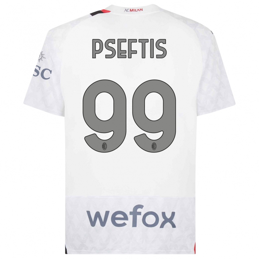 Uomo Maglia Fotios Pseftis #99 Bianco Kit Gara Away 2023/24 Maglietta