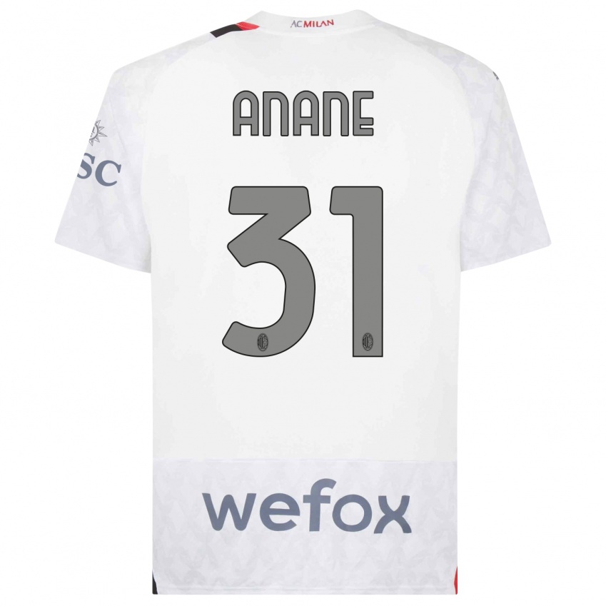 Uomo Maglia Emmanuel Anane #31 Bianco Kit Gara Away 2023/24 Maglietta