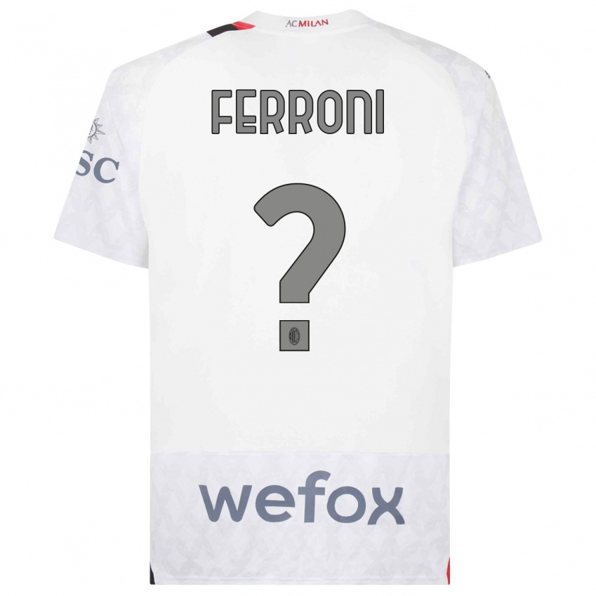 Uomo Maglia Leonardo Ferroni #0 Bianco Kit Gara Away 2023/24 Maglietta