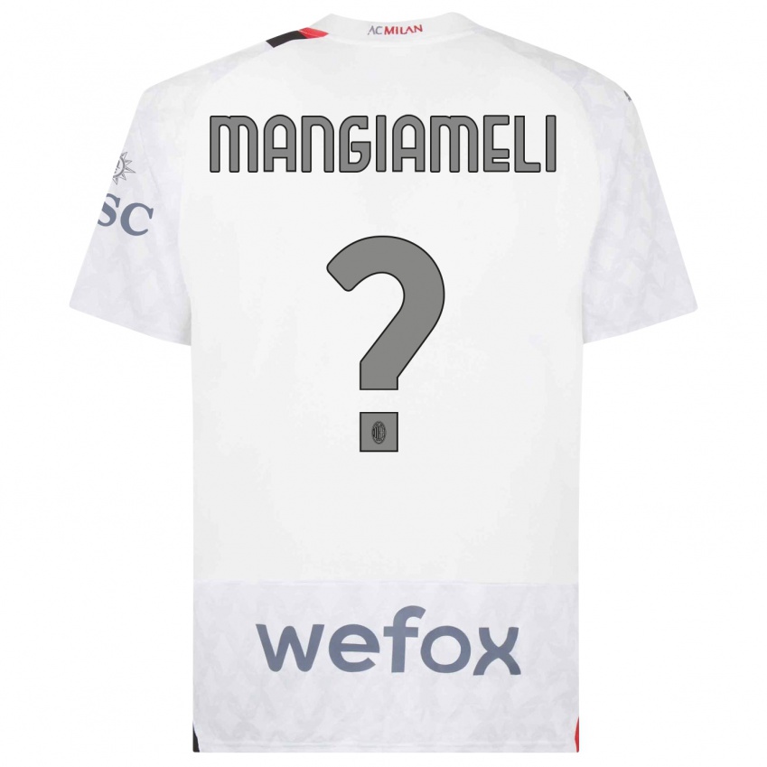 Uomo Maglia Federico Mangiameli #0 Bianco Kit Gara Away 2023/24 Maglietta