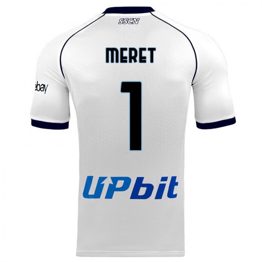 Uomo Maglia Alex Meret #1 Bianco Kit Gara Away 2023/24 Maglietta