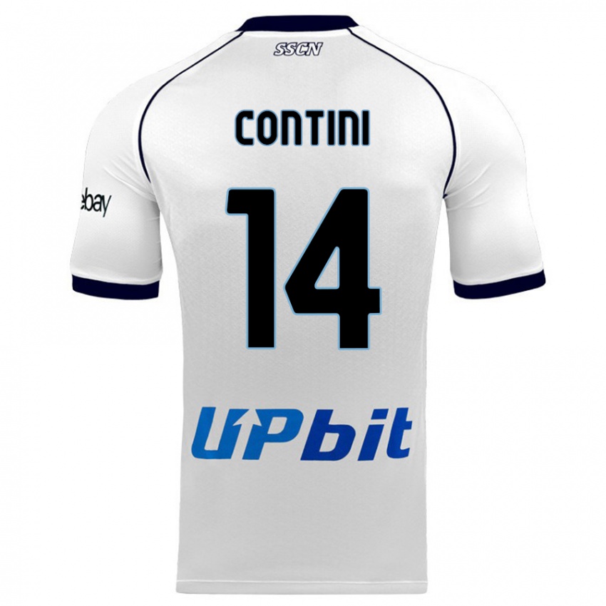 Uomo Maglia Nikita Contini #14 Bianco Kit Gara Away 2023/24 Maglietta