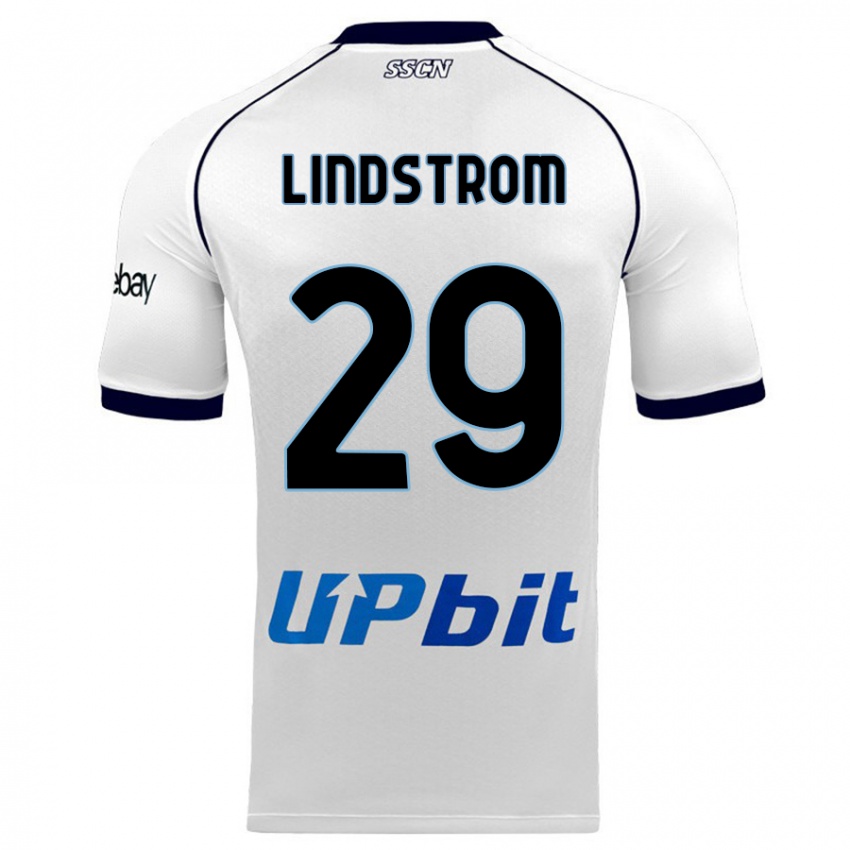 Uomo Maglia Jesper Lindstrom #29 Bianco Kit Gara Away 2023/24 Maglietta