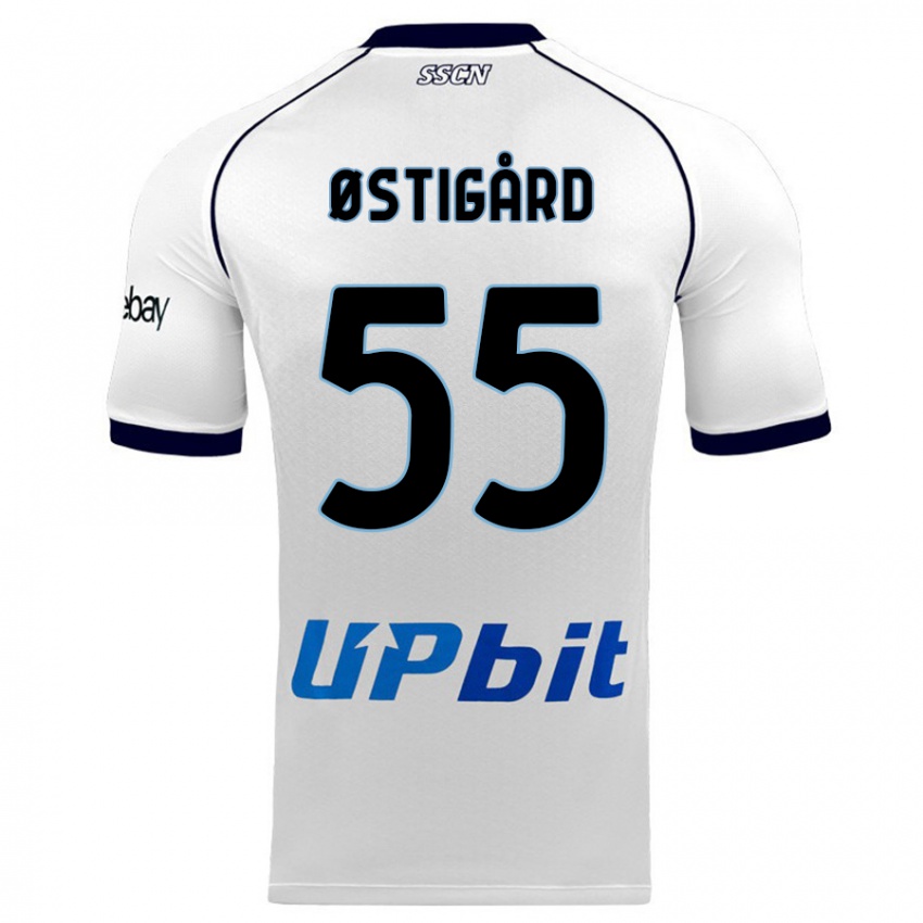 Uomo Maglia Leo Ostigard #55 Bianco Kit Gara Away 2023/24 Maglietta