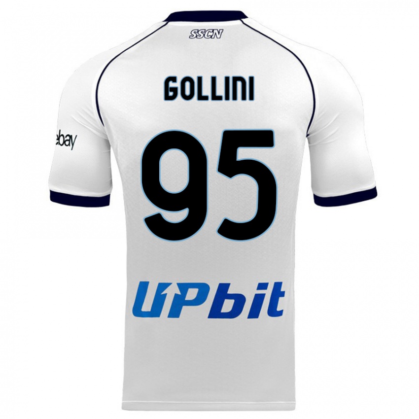 Uomo Maglia Pierluigi Gollini #95 Bianco Kit Gara Away 2023/24 Maglietta