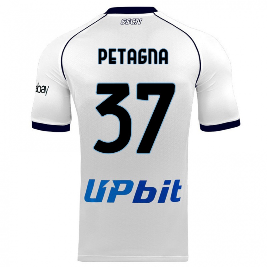 Uomo Maglia Andrea Petagna #37 Bianco Kit Gara Away 2023/24 Maglietta