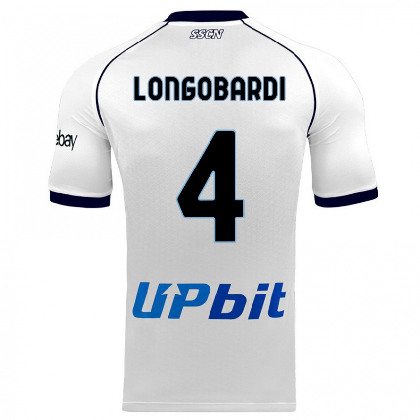 Uomo Maglia Salvatore Longobardi #4 Bianco Kit Gara Away 2023/24 Maglietta