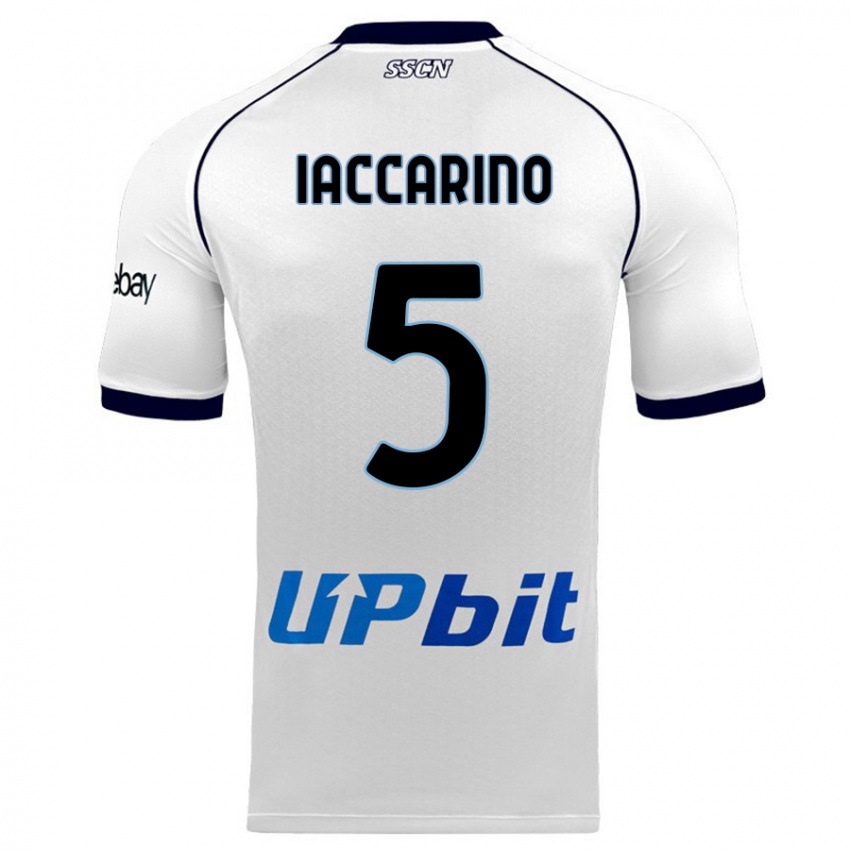 Uomo Maglia Gennaro Iaccarino #5 Bianco Kit Gara Away 2023/24 Maglietta