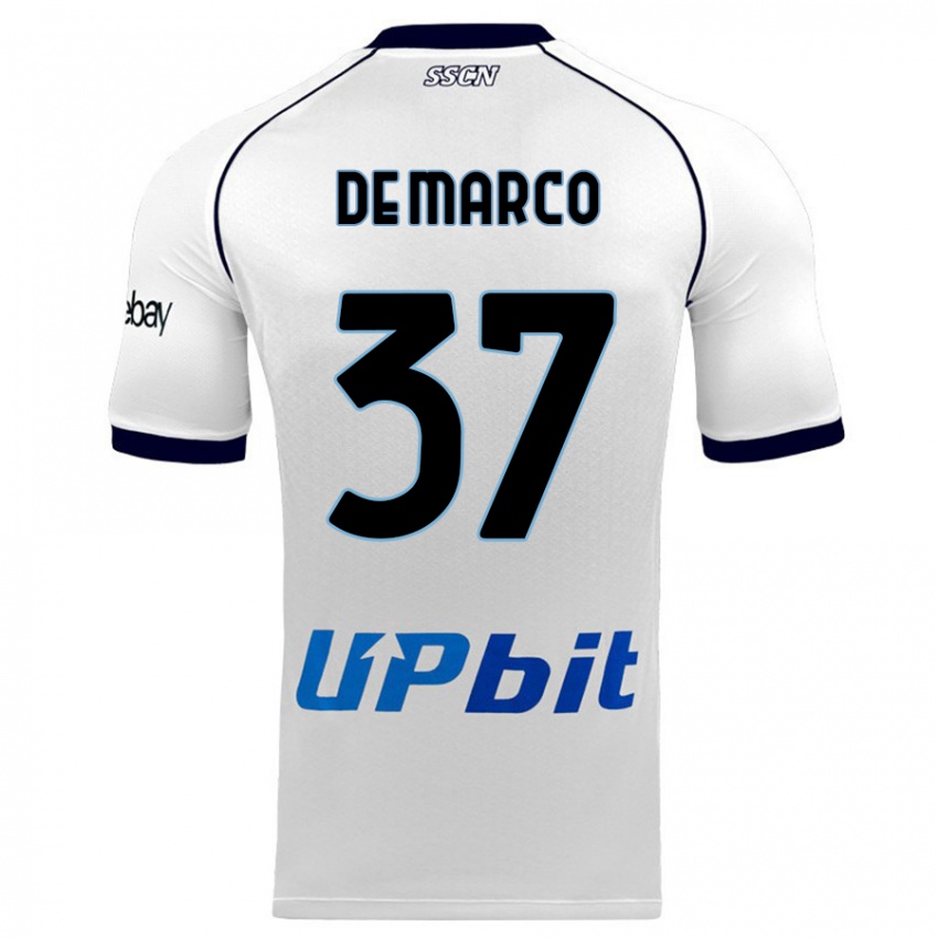 Uomo Maglia Francesco De Marco #37 Bianco Kit Gara Away 2023/24 Maglietta