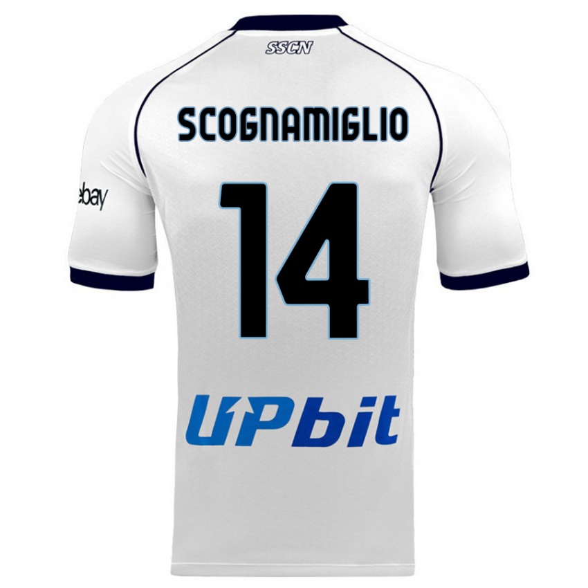 Uomo Maglia Fabio Scognamiglio #14 Bianco Kit Gara Away 2023/24 Maglietta