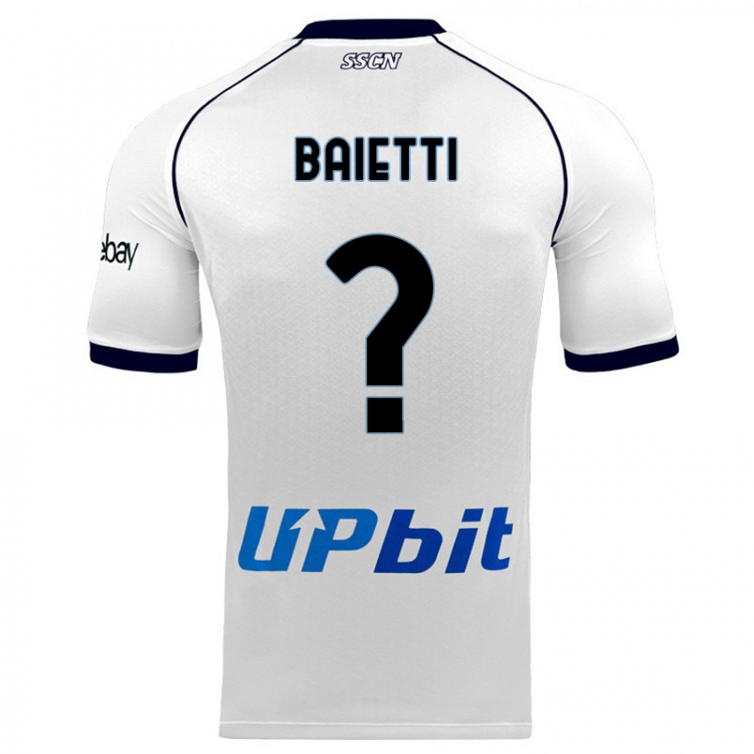 Uomo Maglia Francesco Baietti #0 Bianco Kit Gara Away 2023/24 Maglietta