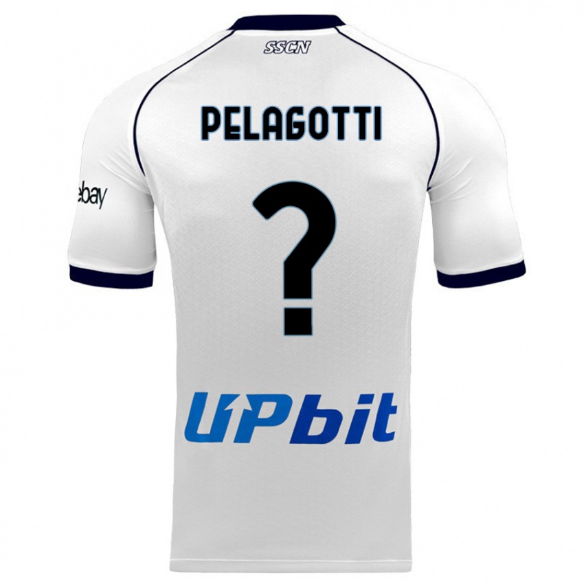 Uomo Maglia Ludovico Benjamin Pelagotti #0 Bianco Kit Gara Away 2023/24 Maglietta