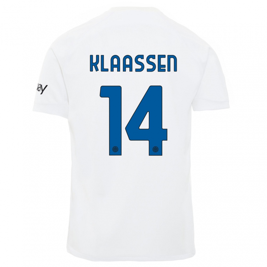 Uomo Maglia Davy Klaassen #14 Bianco Kit Gara Away 2023/24 Maglietta
