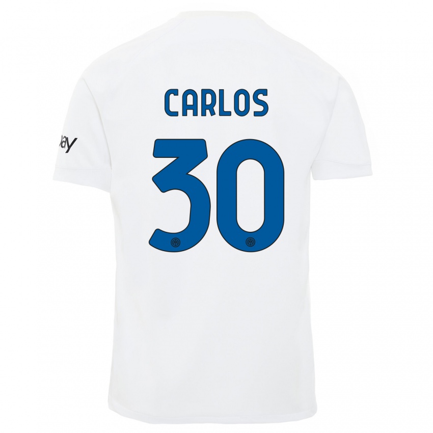 Uomo Maglia Carlos Augusto #30 Bianco Kit Gara Away 2023/24 Maglietta