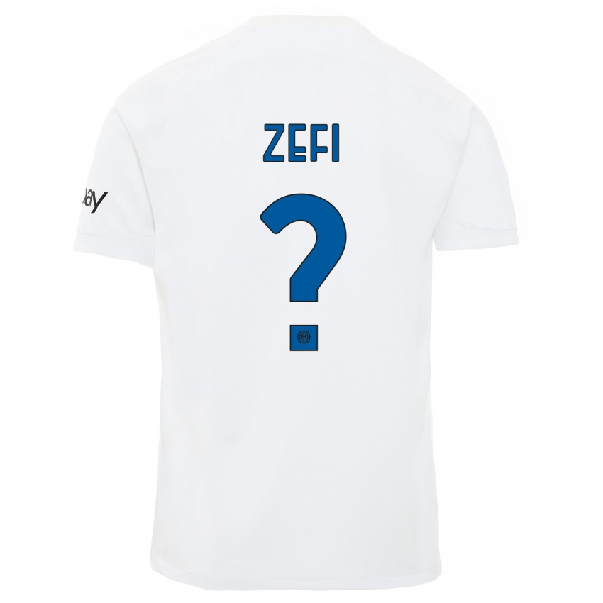 Uomo Maglia Kevin Zefi #0 Bianco Kit Gara Away 2023/24 Maglietta