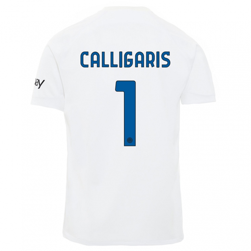 Uomo Maglia Alessandro Calligaris #1 Bianco Kit Gara Away 2023/24 Maglietta