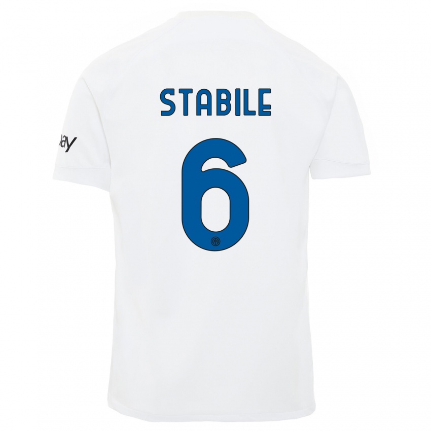 Uomo Maglia Giacomo Stabile #6 Bianco Kit Gara Away 2023/24 Maglietta