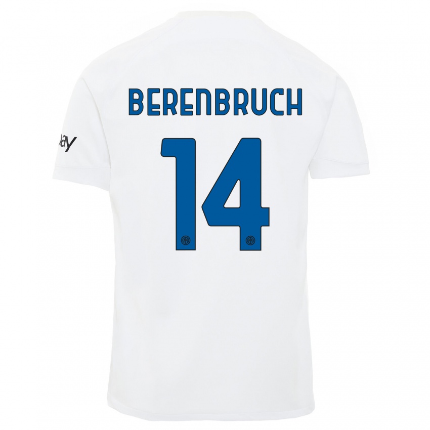 Uomo Maglia Thomas Berenbruch #14 Bianco Kit Gara Away 2023/24 Maglietta