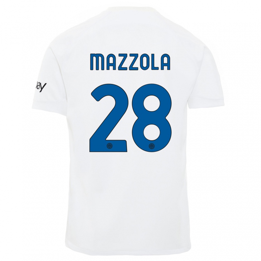 Uomo Maglia Giuseppe Mazzola #28 Bianco Kit Gara Away 2023/24 Maglietta