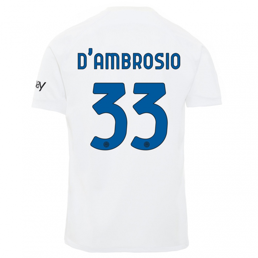 Uomo Maglia Danilo D'ambrosio #33 Bianco Kit Gara Away 2023/24 Maglietta
